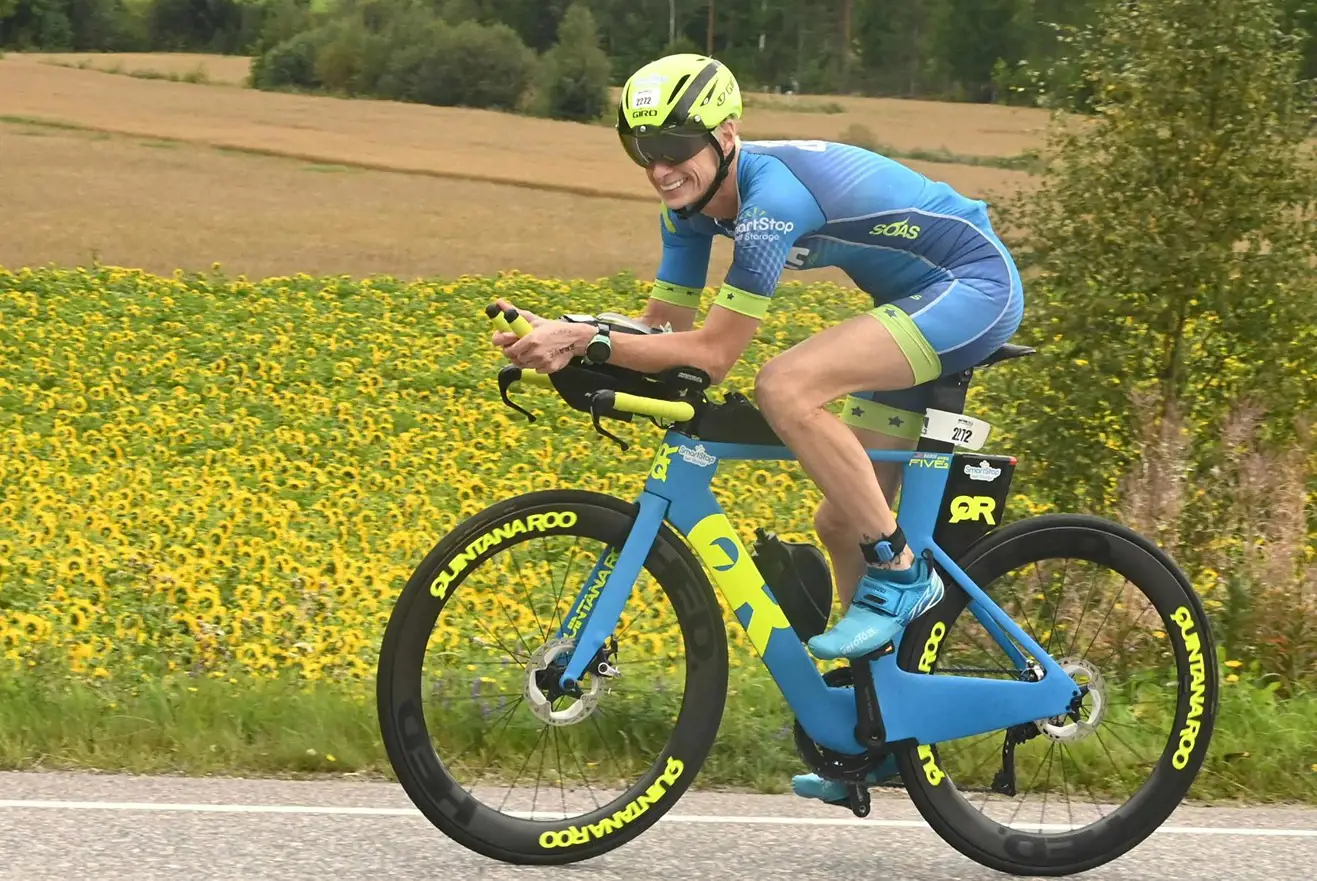 Jennifer Borie riding during the Ironman World Championships in 2023